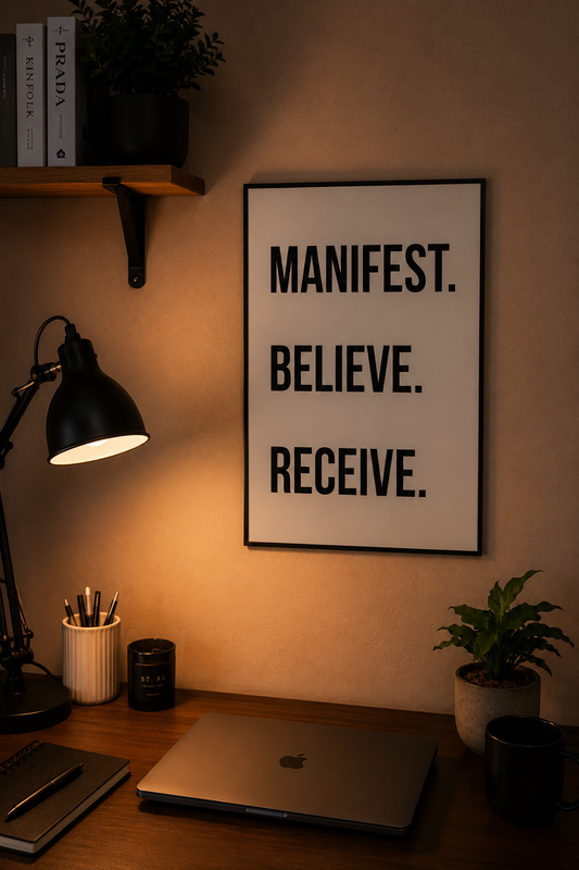 Manifest. Believe. Receive. - Motivational Poster