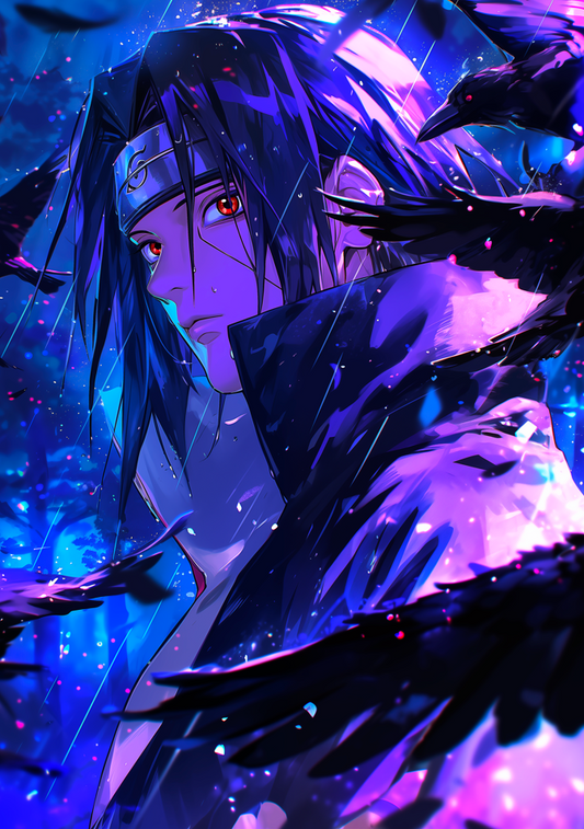 Itachi Uchiha — Sharingan in the Rain ( Wall Poster )