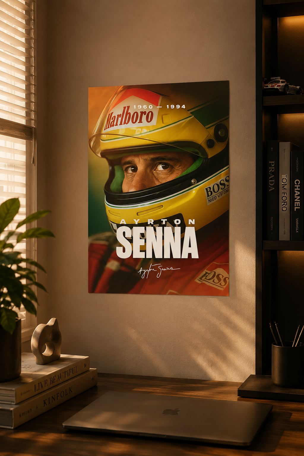 Ayrton Senna — Close-Up Portrait Poster (1960–1994)