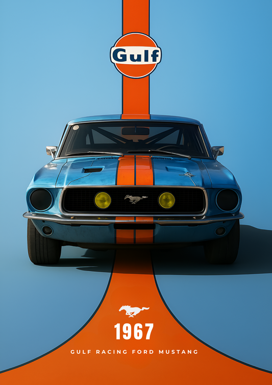 Gulf Racing Ford Mustang 1967 ( Wall Poster )