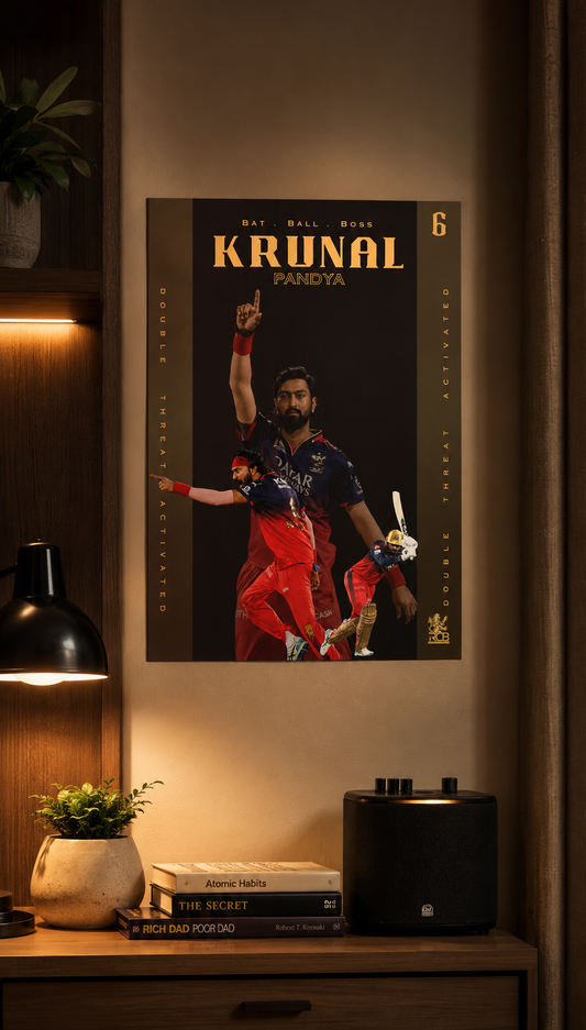 KP — Krunal Pandya "Bat. Ball. Boss" (RCB EDITION) Poster