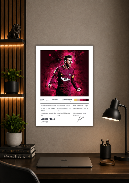 Messi x FC Bar (Stats Card) ( Wall Poster )