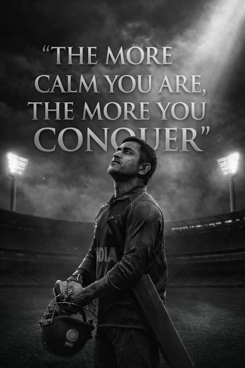 MS Dhoni – Calm & Conquer | Motivational A4 Wall Poster