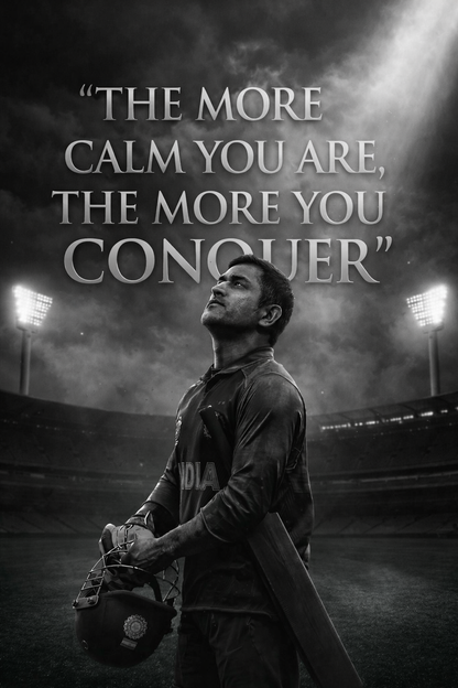 MS Dhoni – Calm & Conquer | Motivational A4 Wall Poster