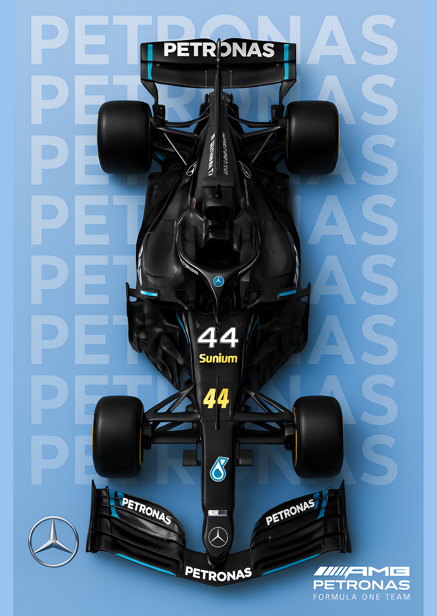 Lewis Hamilton #44 — Mercedes W15 Top-View Poster
