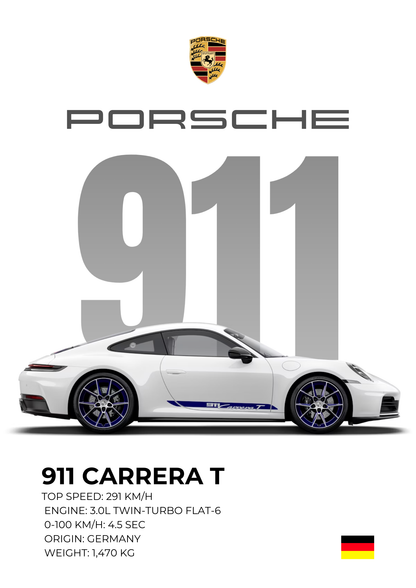 Porsche 911 Carrera T ( Wall Poster )