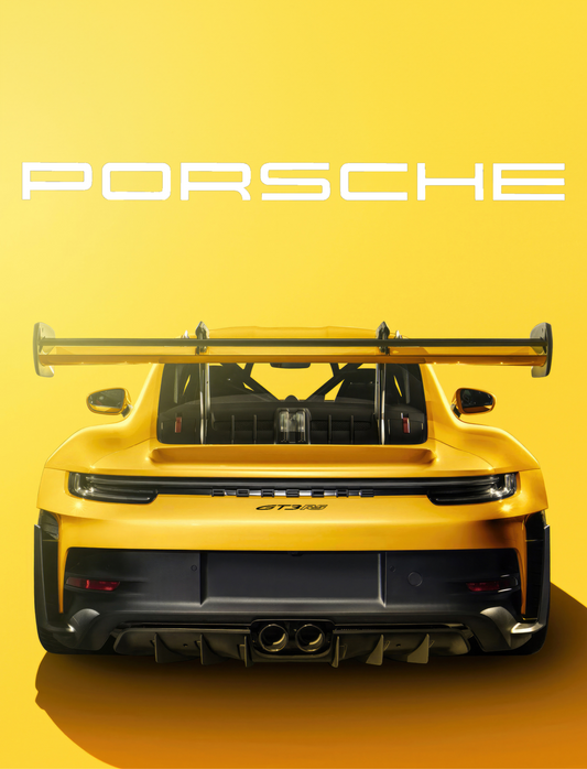 Porsche 911 GT3 RS – Racing Yellow Rear ( Wall Poster )