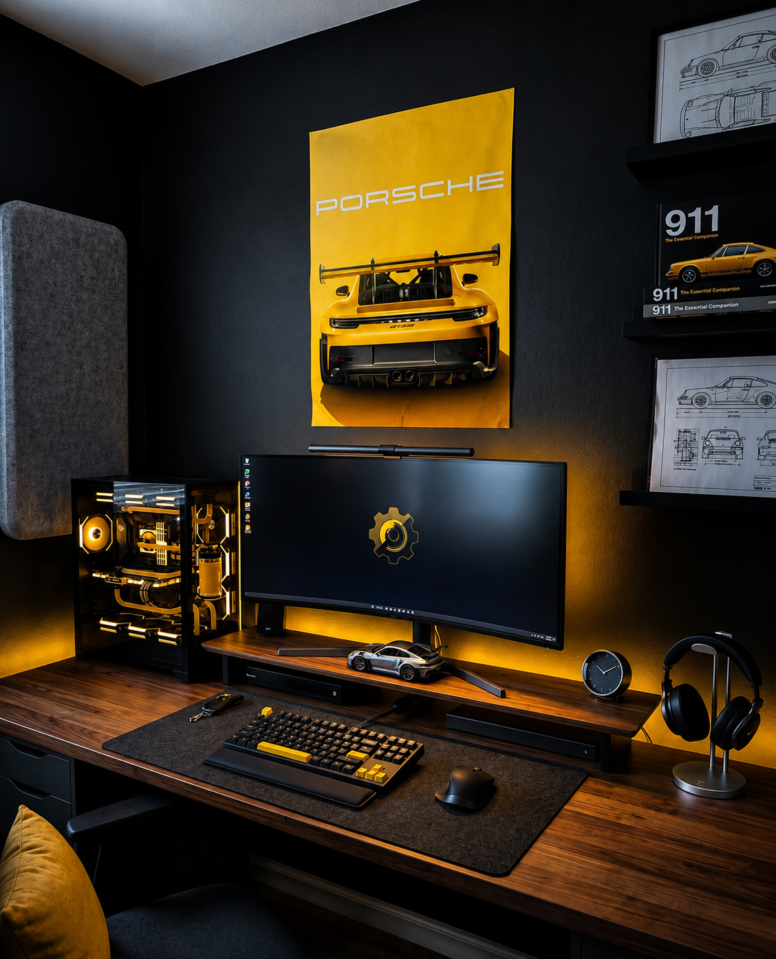 Porsche 911 GT3 RS – Racing Yellow Rear ( Wall Poster )