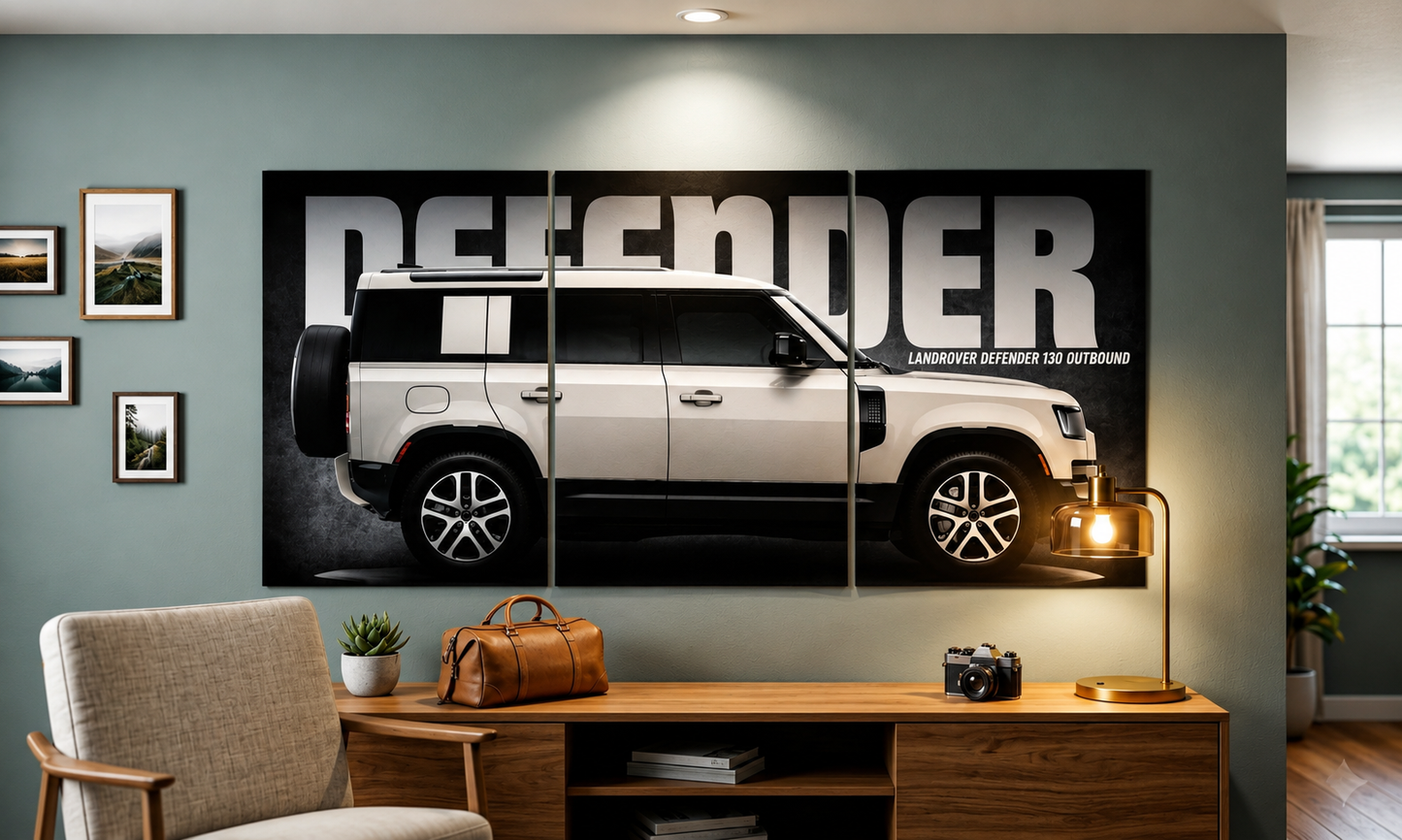 Land Rover Defender 130 Outbound — Born for the Wild 3-Piece Wall Poster Set