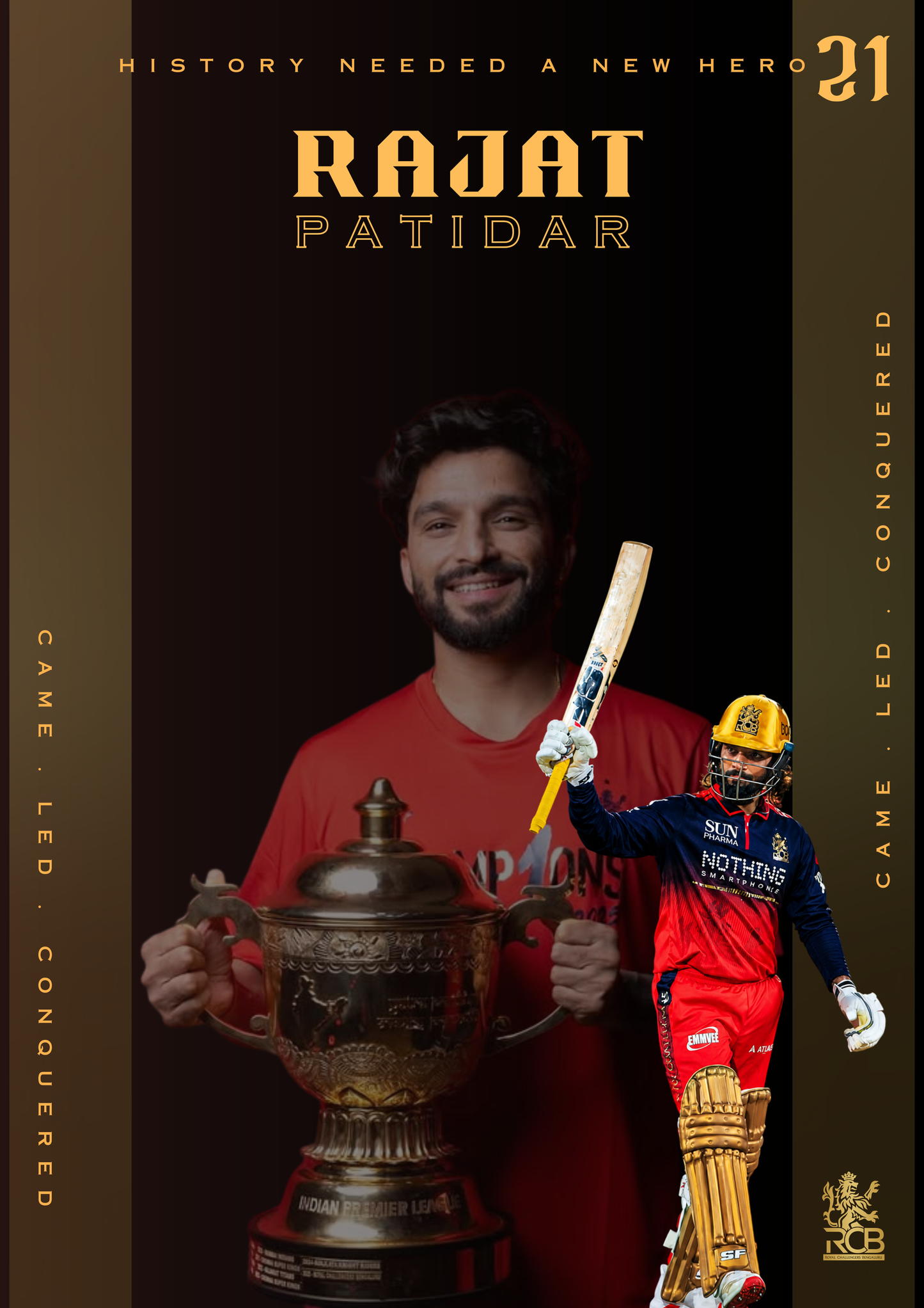 Rajat Patidar — Came. Led. Conquered (RCB EDITION) Poster