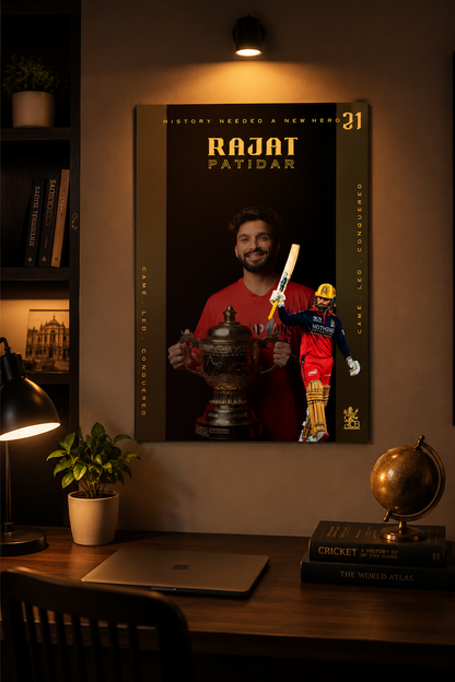 Rajat Patidar — Came. Led. Conquered (RCB EDITION) Poster