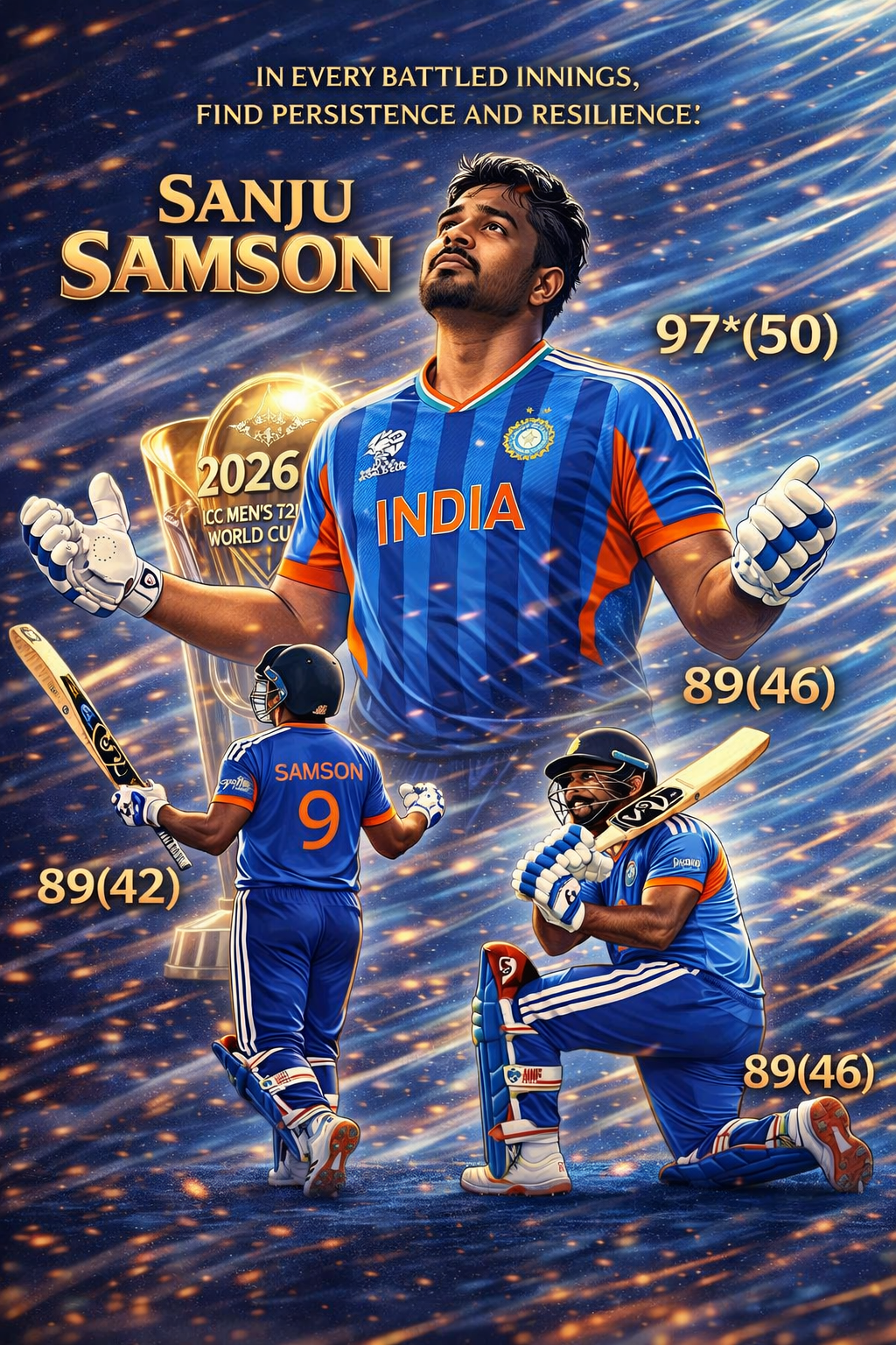 SANJU SAMSON | T20 WORLD CUP 2026 | ANIMATED CRICKET WALL POSTER