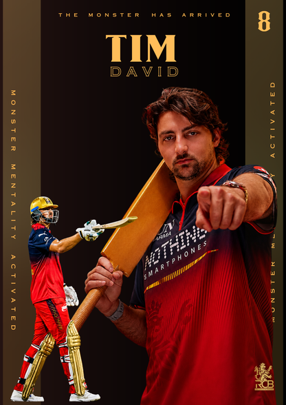 Tim David — The Monster Has Arrived (RCB EDITION) Poster