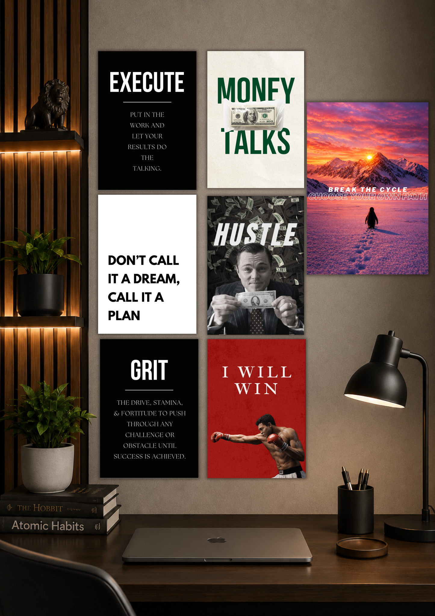 The Grind & Glory Motivational Pack (6+1) Posters